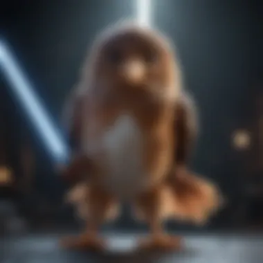 Majestic Avian Warrior Wielding Lightsaber Fierce Bird Warrior with Lightsaber