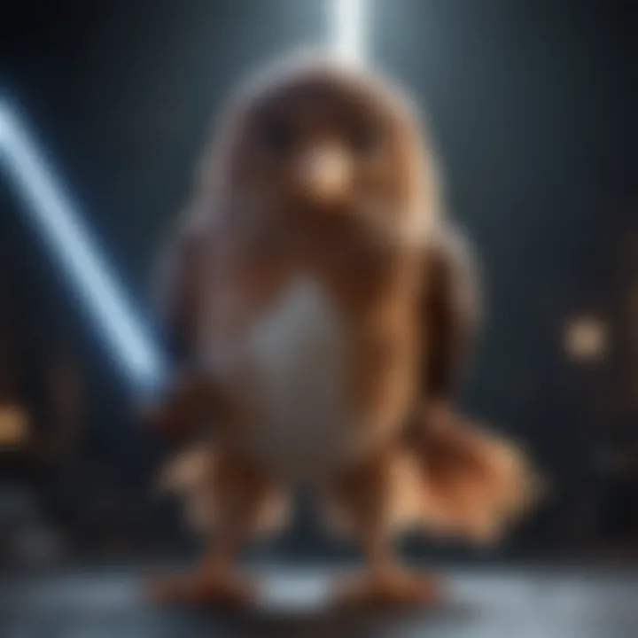 Majestic Avian Warrior Wielding Lightsaber Fierce Bird Warrior with Lightsaber
