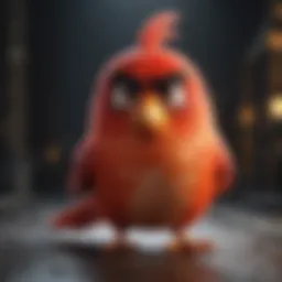 Iconic red bird character from Angry Birds