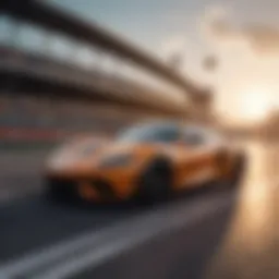 Vibrant racing track with dynamic scenery