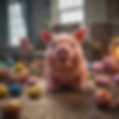 An array of Bad Piggy toys showcasing their unique designs and colors