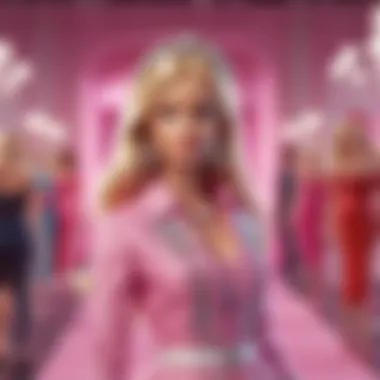 Barbie achieving high scores in a glamorous fashion show challenge