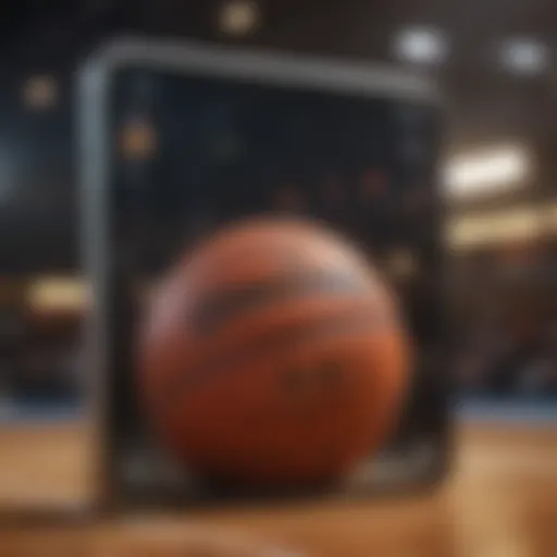 A close-up of a basketball mobile game interface showcasing gameplay.