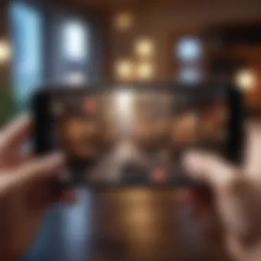 Engaging Gameplay Experience A close-up of a smartphone displaying a romantic gaming scene.