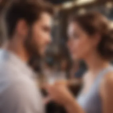 Virtual Character Interaction An illustration depicting virtual characters interacting in a dating simulation.