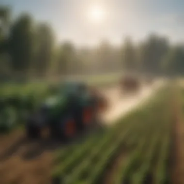 Innovative Farming Technology in Use A farmer utilizing technology to enhance productivity and efficiency.