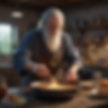 Cooking game wizard crafting a magical dish in a virtual kitchen