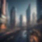 Cityscape panorama with futuristic buildings