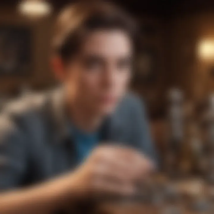 A thoughtful player engaged in a hidden object game, illustrating the cognitive engagement involved.