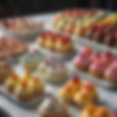 Colorful dessert assortment on a marble counter