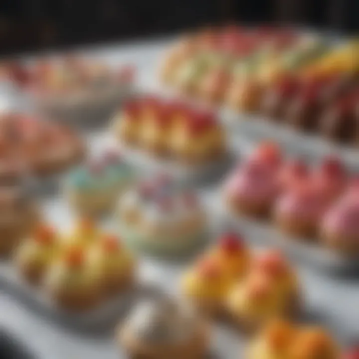 Colorful dessert assortment on a marble counter