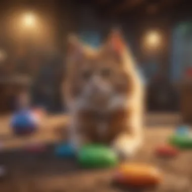Colorful pet game interface showcasing various activities