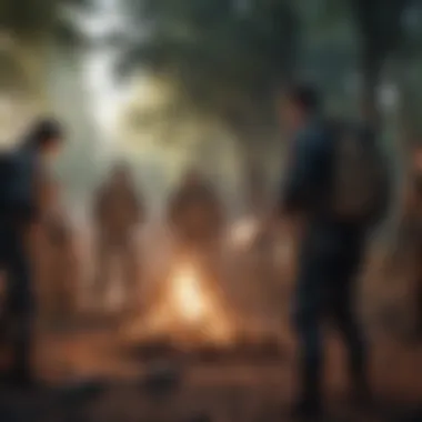 Community Interactions in Survival Gameplay A group of players collaborating in a survival scenario