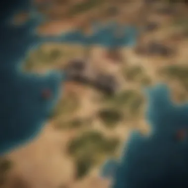 Strategic Map View in Crusader Kings on iOS A strategic map view of Crusader Kings on iOS showcasing territories and alliances.