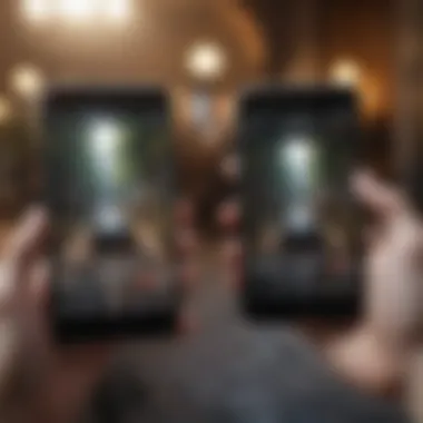 Two smartphones showcasing cutting-edge multiplayer app