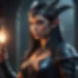 Dark Elf Sorceress wielding powerful magic in Raid Shadow