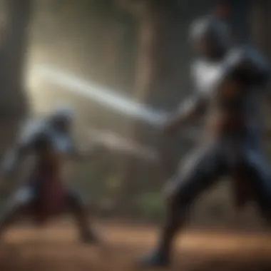 Epic Virtual Sword Clash Dynamic sword clash in virtual world