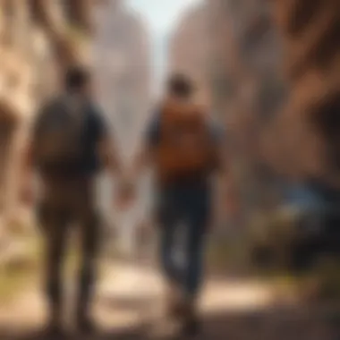 Mobile Adventure Expedition Illustration of friends in an epic adventure quest on mobile
