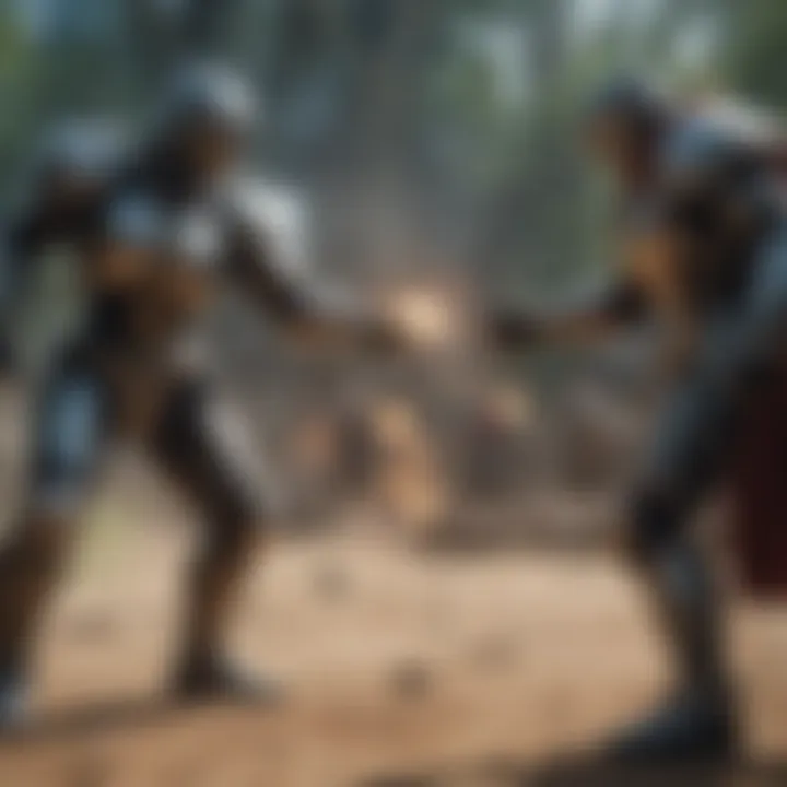 Epic Android Game Battle Scene with Magical Elements