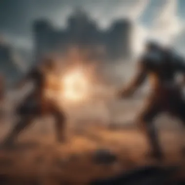 Epic battle scene in a magical setting