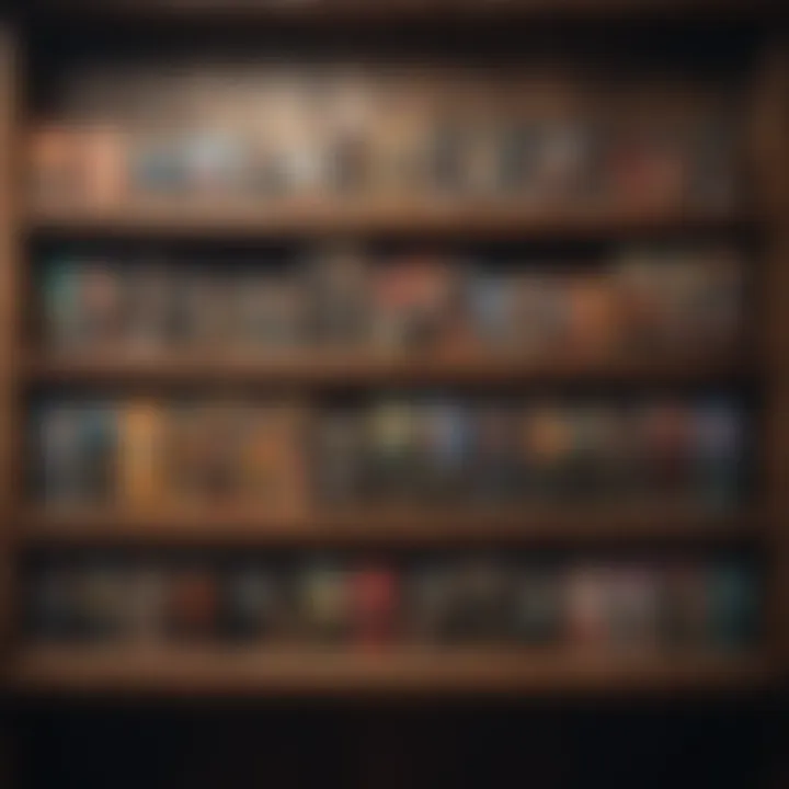 A collection of classic offline video game cartridges displayed on a wooden shelf.