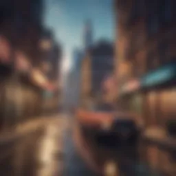 Vivid game landscape depicting urban exploration