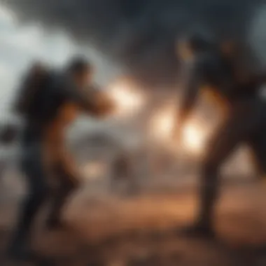 Dynamic Battlefield Action Dynamic battlefield scene showcasing competitive two-player action