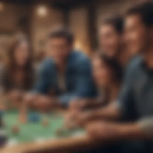 A group of friends engaged in a cooperative mobile game session, showcasing their enthusiasm and teamwork.