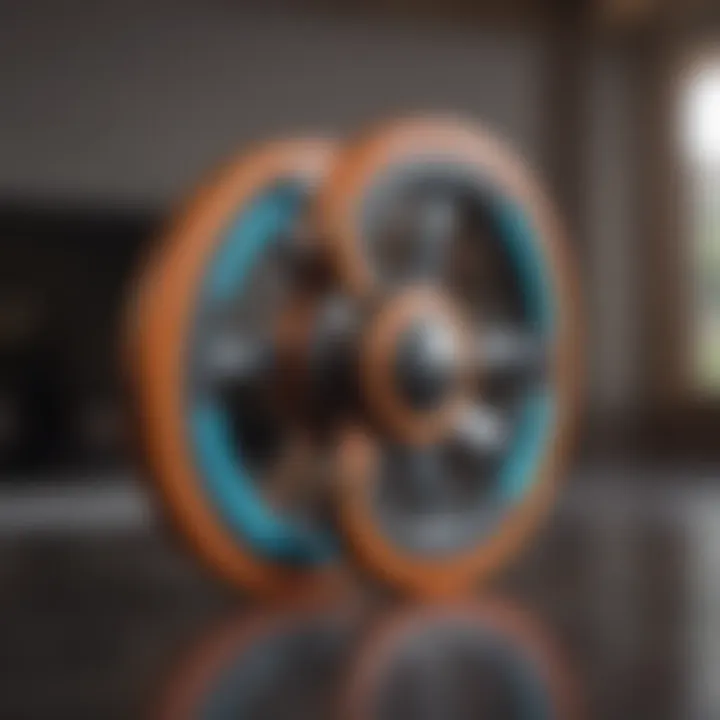 Colorful fidget spinners in motion