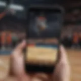 Basketball game interface on a mobile device