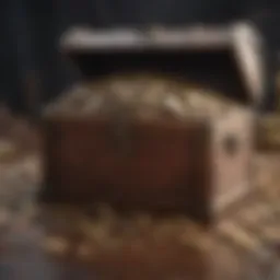 A vibrant digital treasure chest overflowing with coins