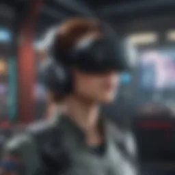 Illustration of a futuristic virtual reality gaming world
