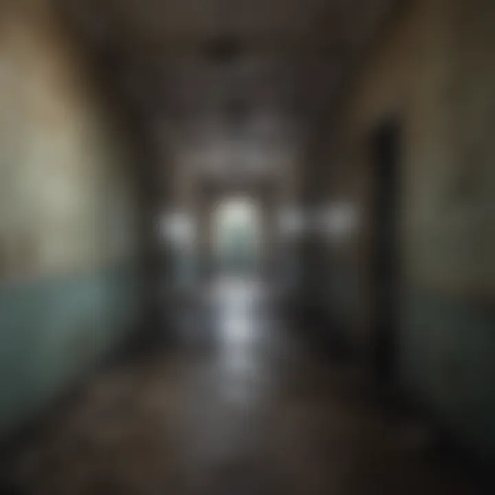 Ethereal mist enveloping an abandoned asylum corridor