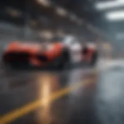 Dynamic racing scene showcasing various car designs