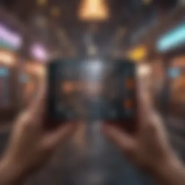 Immersive Mobile Gaming Experience Conceptual illustration of a mobile phone screen displaying offline gaming options