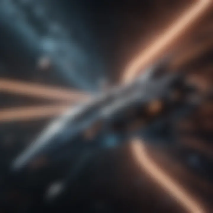 A futuristic spaceship soaring through the vastness of space