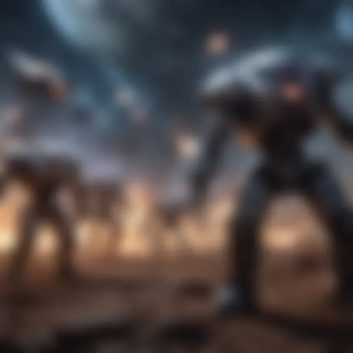 A strategic battle scene unfolding between rival space factions