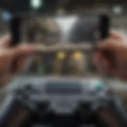A sleek iPhone connected to a gaming controller, showcasing a Call of Duty gameplay screen.