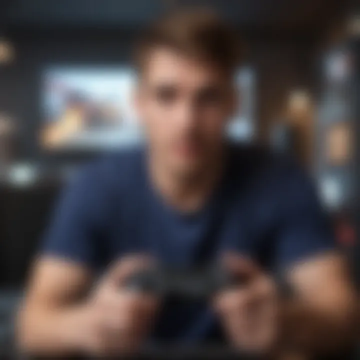 Enthusiastic gamer enjoying a low storage game