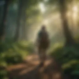 An adventurous hero exploring a lush forest similar to Zelda.