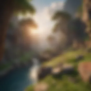 Vibrant Minecraft Landscape with Mods A vibrant landscape showcasing the beauty of Minecraft Pocket Edition with mods