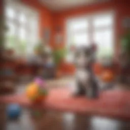 A vibrant scene showcasing My Talking Tom interacting with various objects in a colorful room.