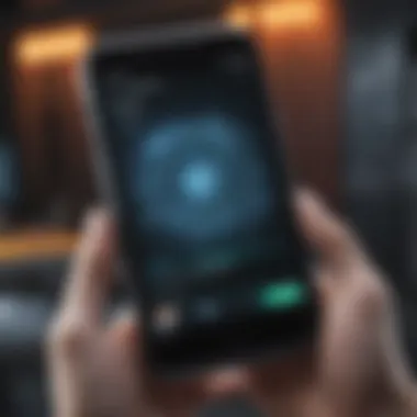 Futuristic Cell Phone Interface for Offline Games Abstract depiction of a futuristic cell phone with offline games interface