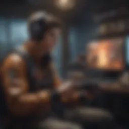 A captivating scene showcasing a gamer immersed in an offline gaming experience.