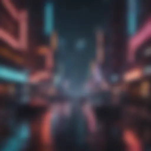 Cityscape with neon lights