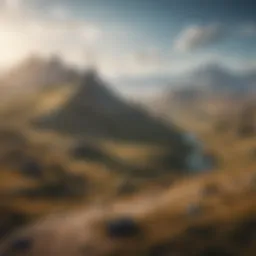 A scenic view of an expansive open world in a mobile RPG