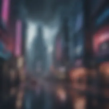 Virtual cityscape with futuristic buildings