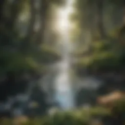 A serene landscape featuring puzzle pieces blending into nature