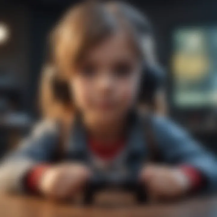 Illustration of a 5-year-old engaging in safe online gaming