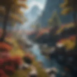 A captivating scene from a fantasy RPG on iPad showcasing vibrant landscapes